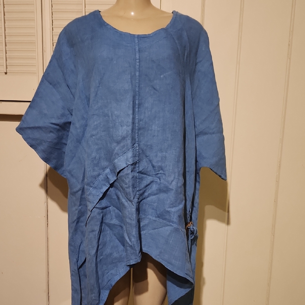 Transparente Washed Blue Linen Tunic